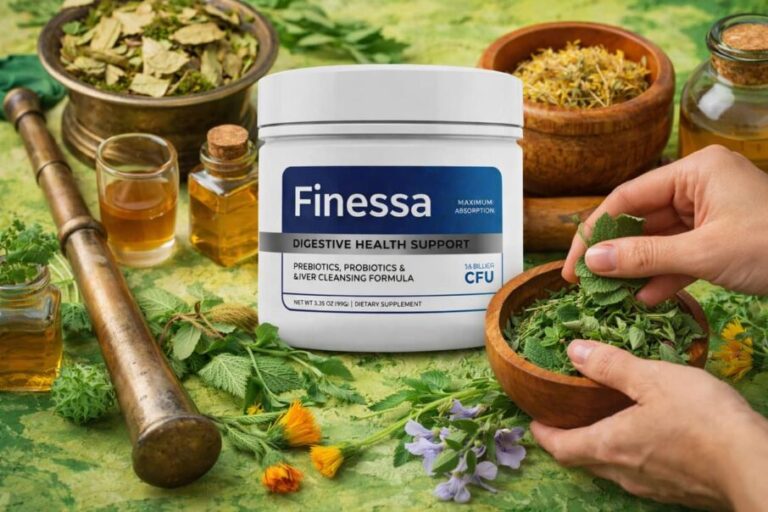 Finessa natural digestive health supplement made with herbs to support gut, liver and colon balance